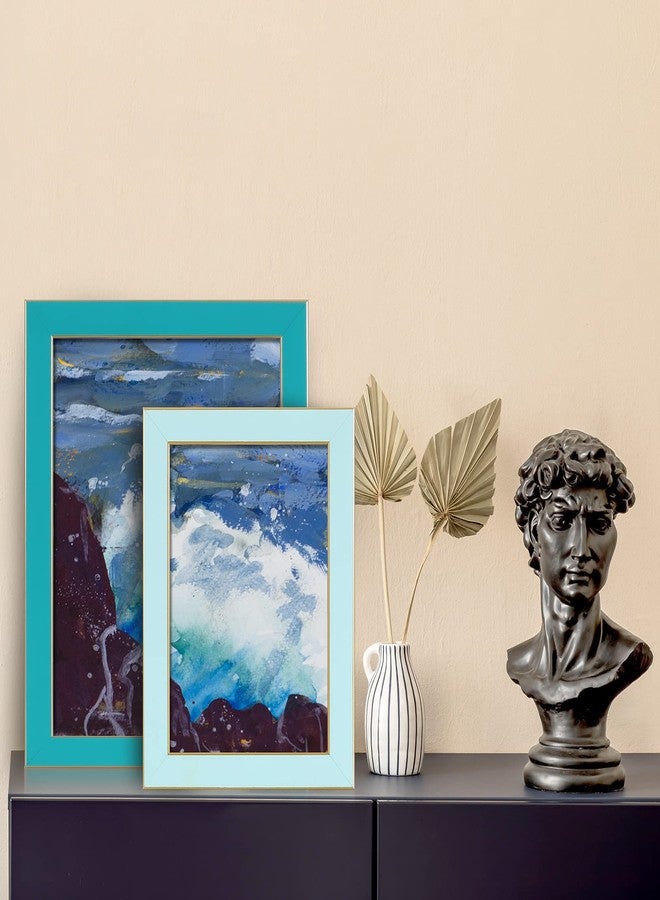 CORE ART 5x7 Picture Frames Turquoise Blue, 5 by 7 Colorful Photo Frame with HD Plexiglass, Wall or Tabletop Display, Set of 2 - Image 2